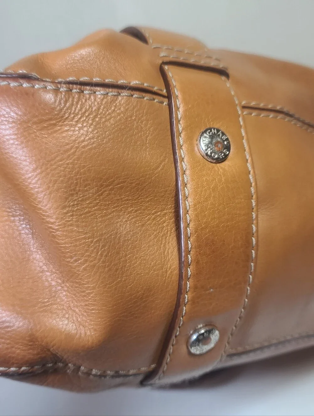 Michael Kors Vintage Brown Leather Bowler Bag Satchel Handbag Purse